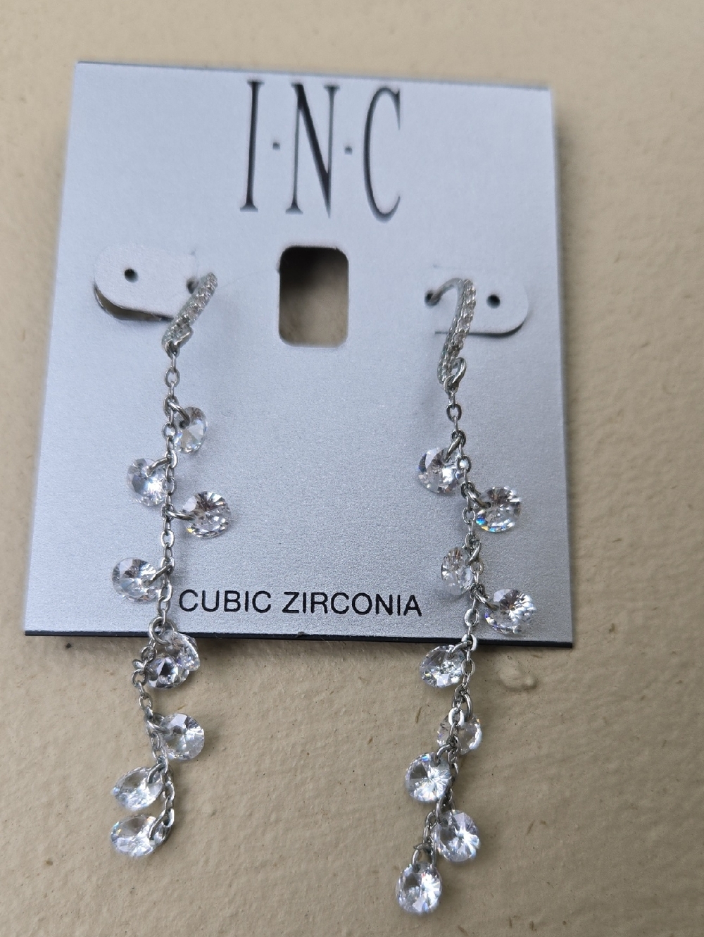 INC International Concepts Silver-Tone Dangle Earrings with Clear Cubic Zirconia